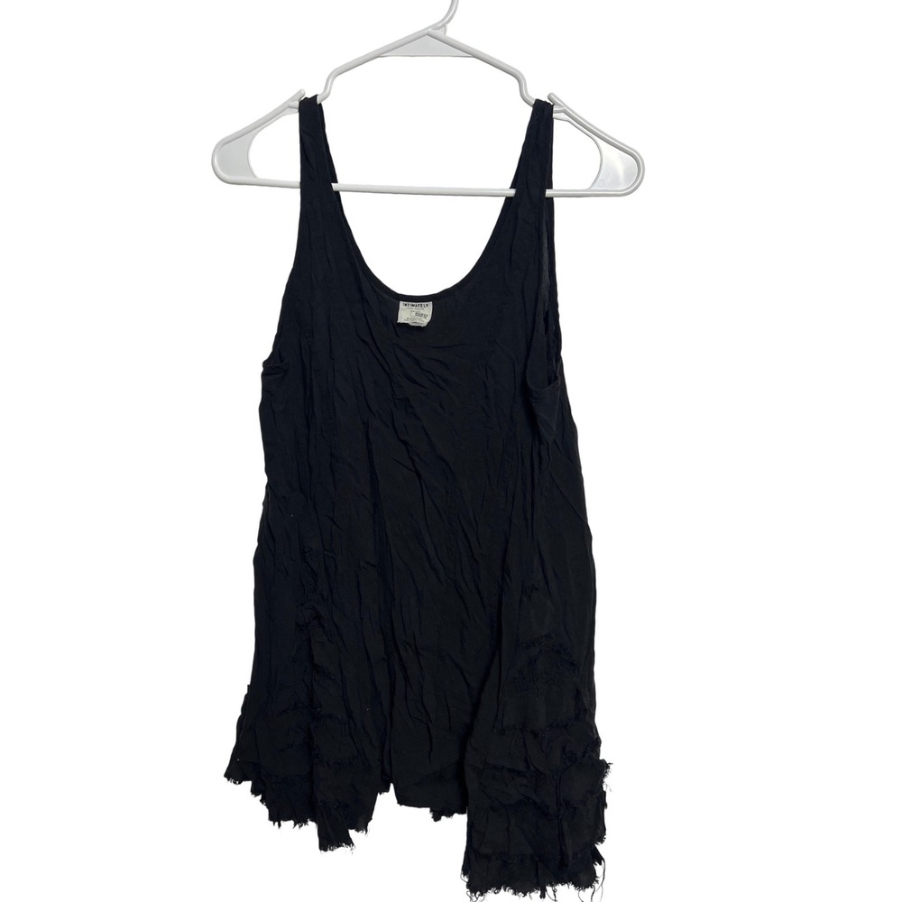 Intimately Free People Black Tiered Ruffle Tank Top Distressed Boho XS Boho Edgy